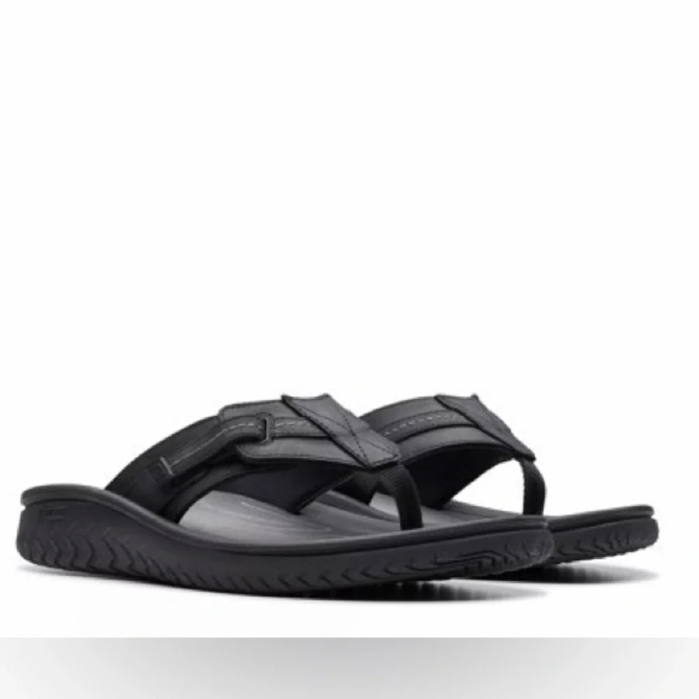 Clarks Wesley Post Men’s Black Athletic Flip Flop Sandals 12M